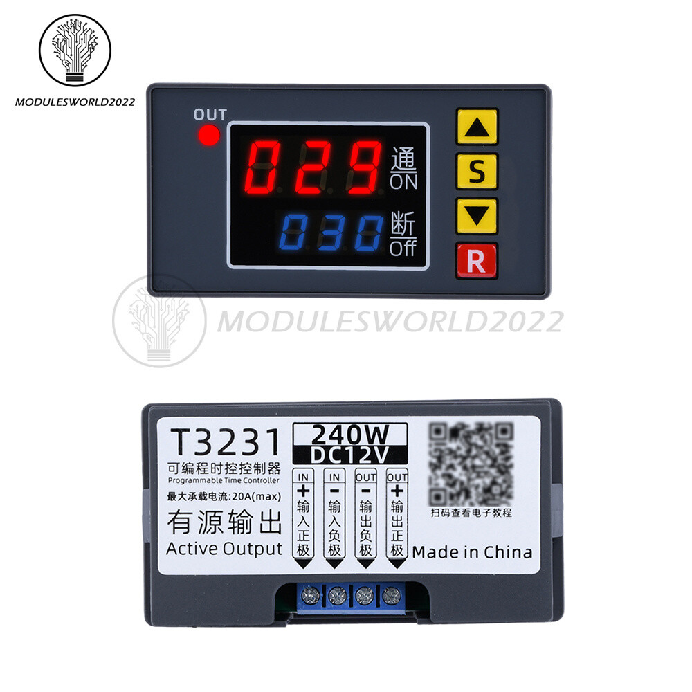 AC110-220V DC12V T3231 Digital Time Delay Relay Adjustable 1CH LED Cycle Timer
