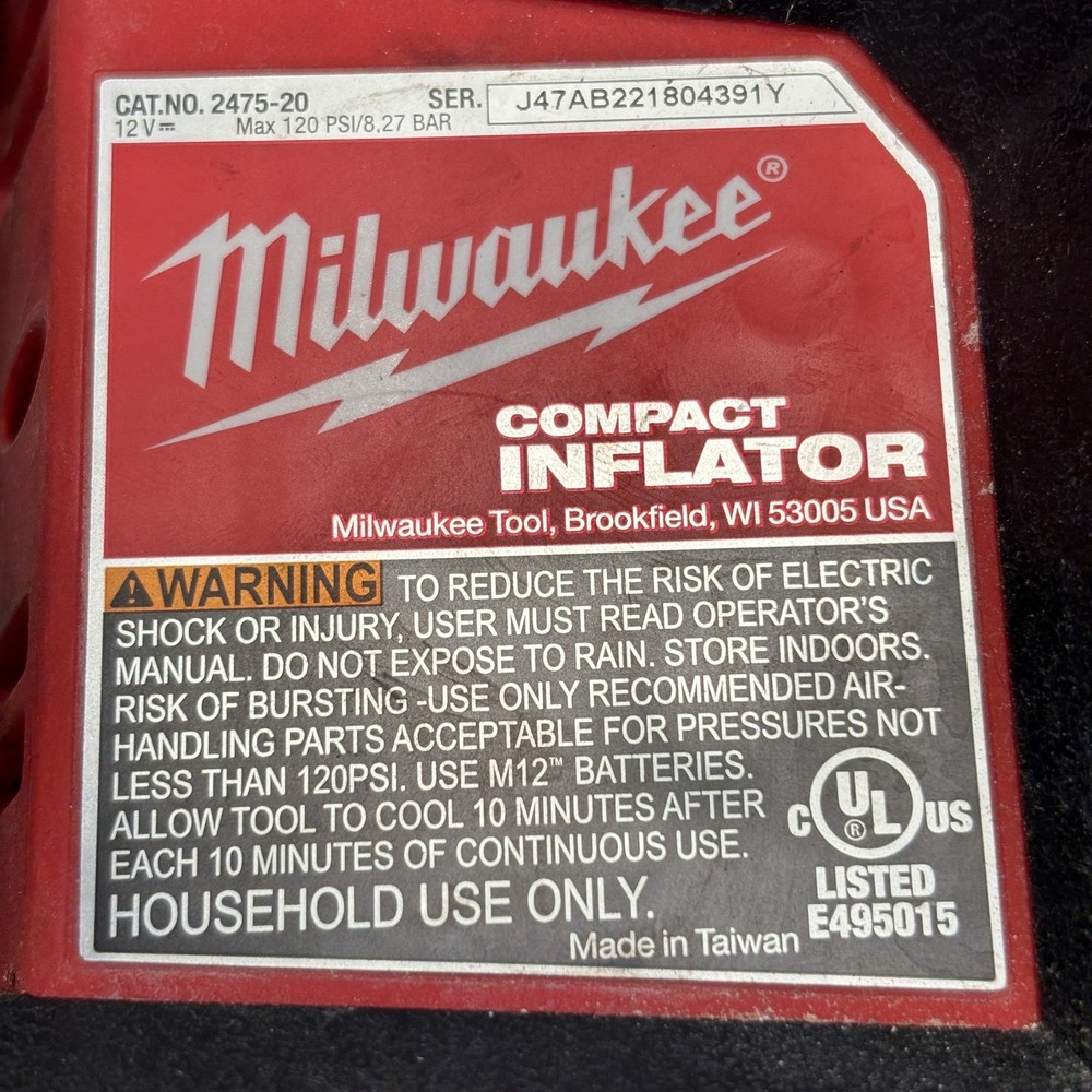 Milwaukee M12 Compact Inflator 2475-20