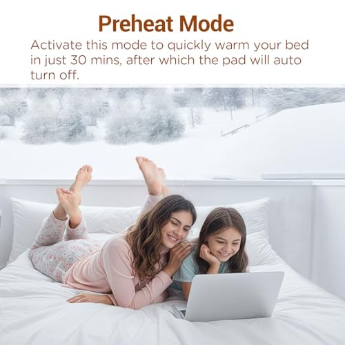 Heated Mattress Pad Twin Size, Foot Temp Diff Design & Preheat Function &