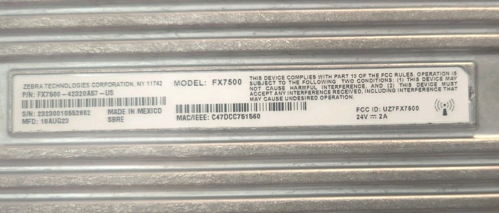 ZEBRA FX7500 FX7500-42325A57-US Fixed Reader RFID Reader four port USED 1PC