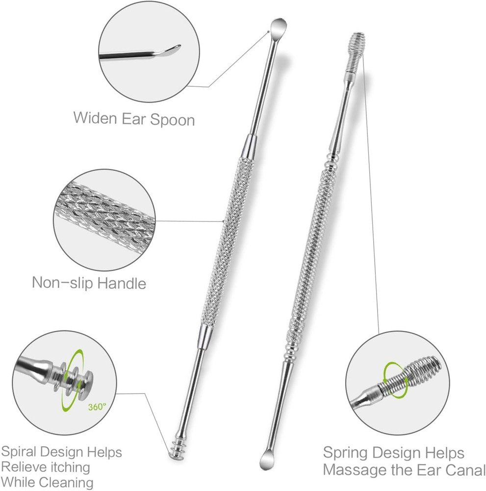 4 Pack Ear Wax Removal Tool Kit with Light, Pick Cleaning Tools Green