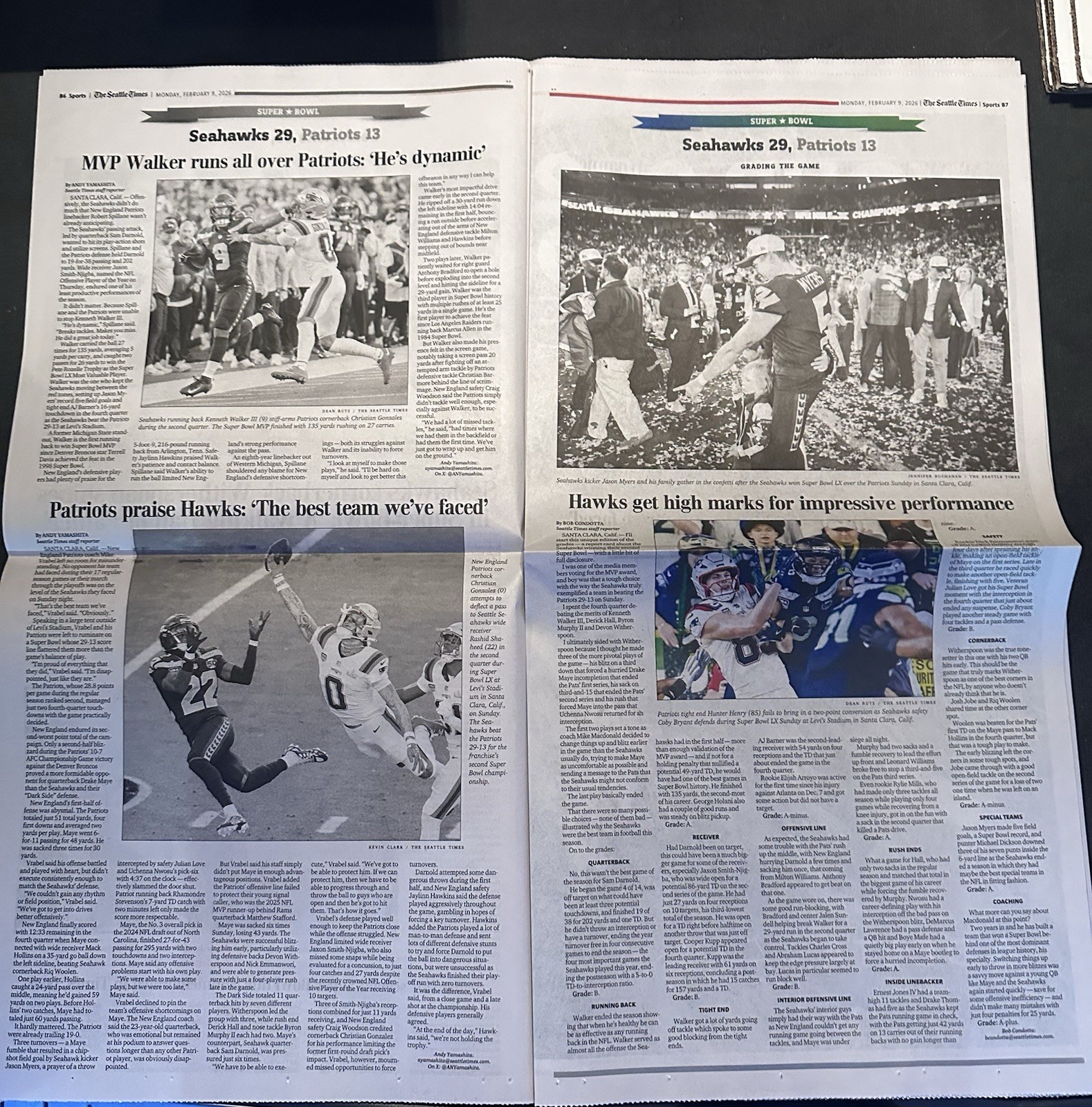 SEATTLE SEAHAWKS SEATTLE TIMES FULL NEWSPAPER 2/9/2026 SUPERBOWL CHAMPS- NEW