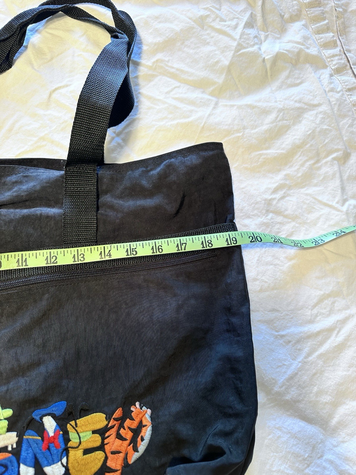 Walt Disney World Large 14" by 13.5" Tote Purse Shoulder Bag Black 90's