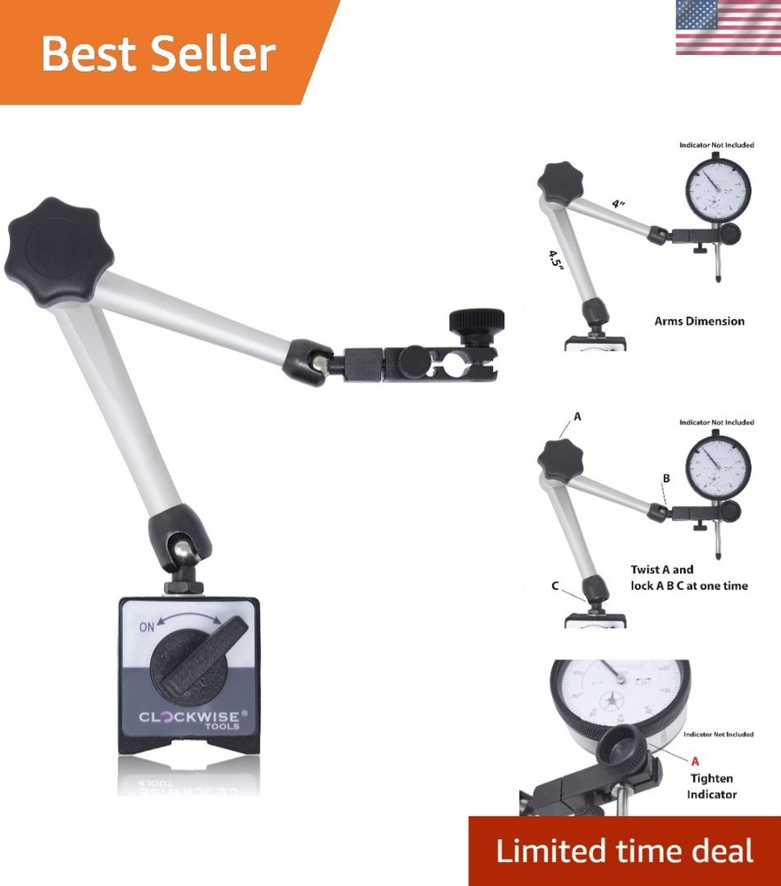 176 lbs Magnetic Base Stand for Dial Indicators - Adjustable Arm Precision Tool