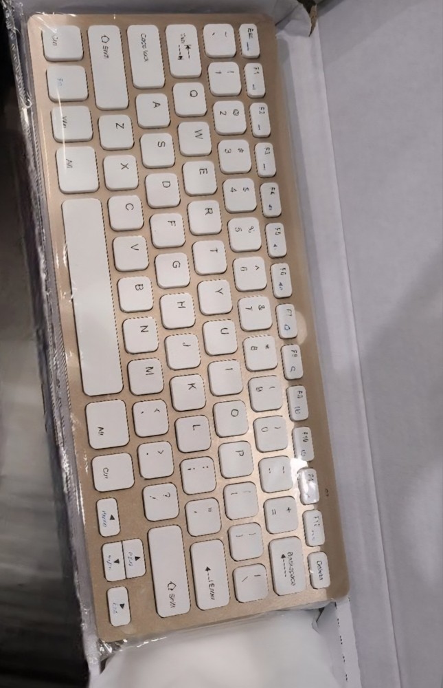 Wireless Keyboard and Mouse Combo – White & Gold | Compact, Stylish, USB Plug &