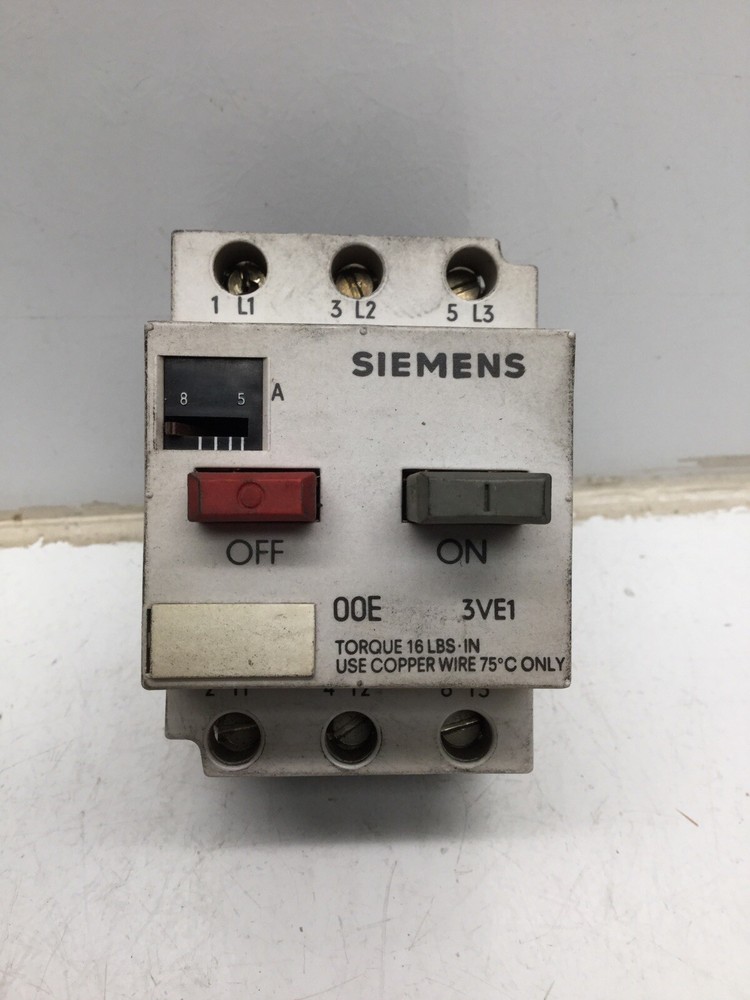 SIEMENS 3VE1000-8K Motor Starter, 5-8A