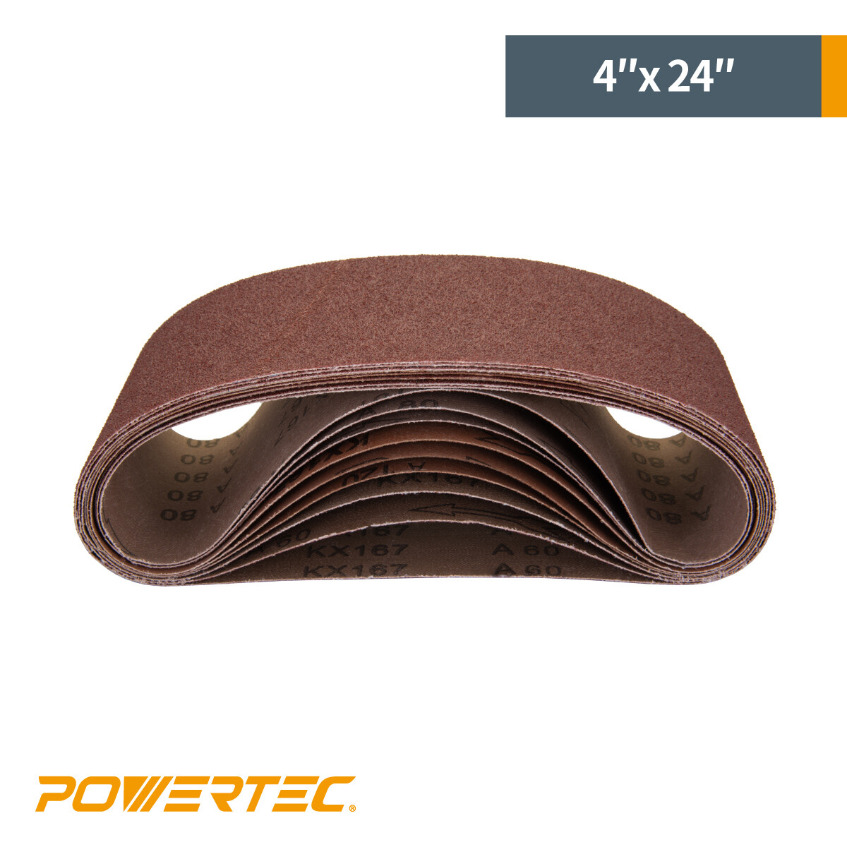 POWERTEC 4 x 24" Sanding Belt 40 Grit Aluminum Oxide Sandpaper-10 PK (110060)