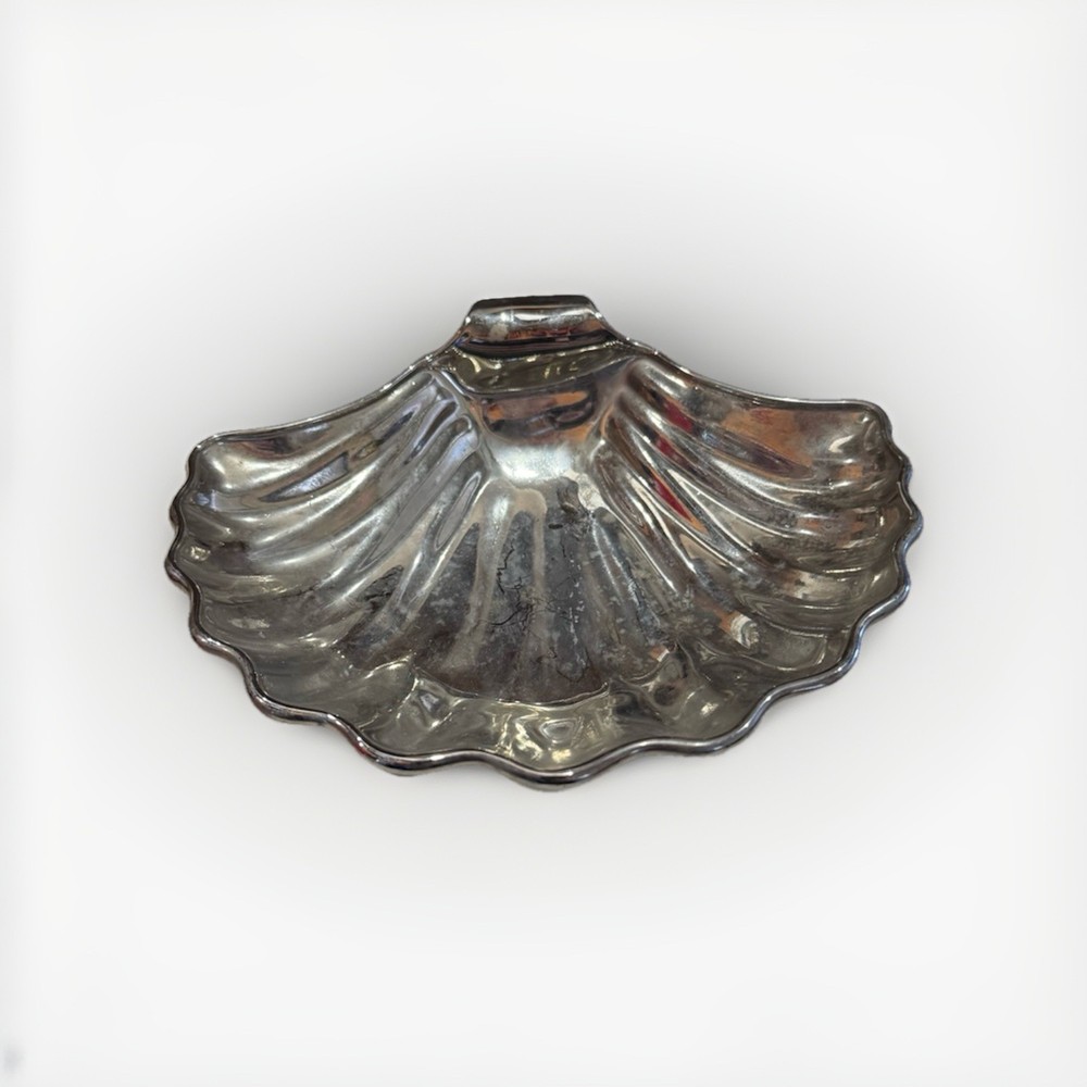 Art Deco 7" Silverplate Clam Shell Dish