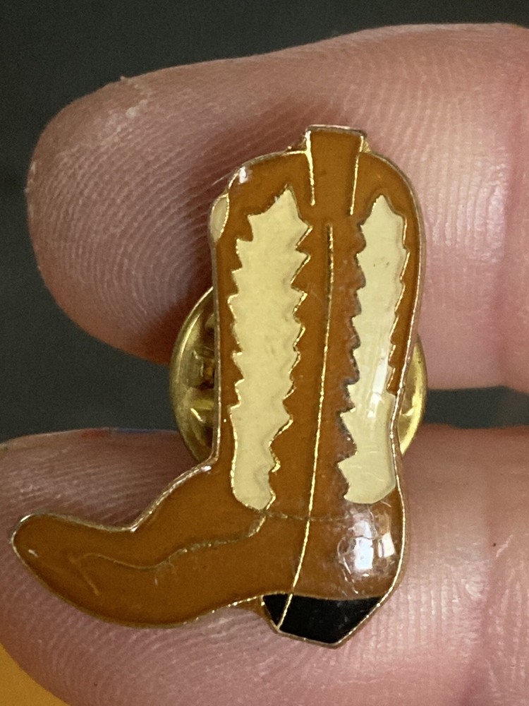 Brown cowboy boot Lapel Pin EUC K535