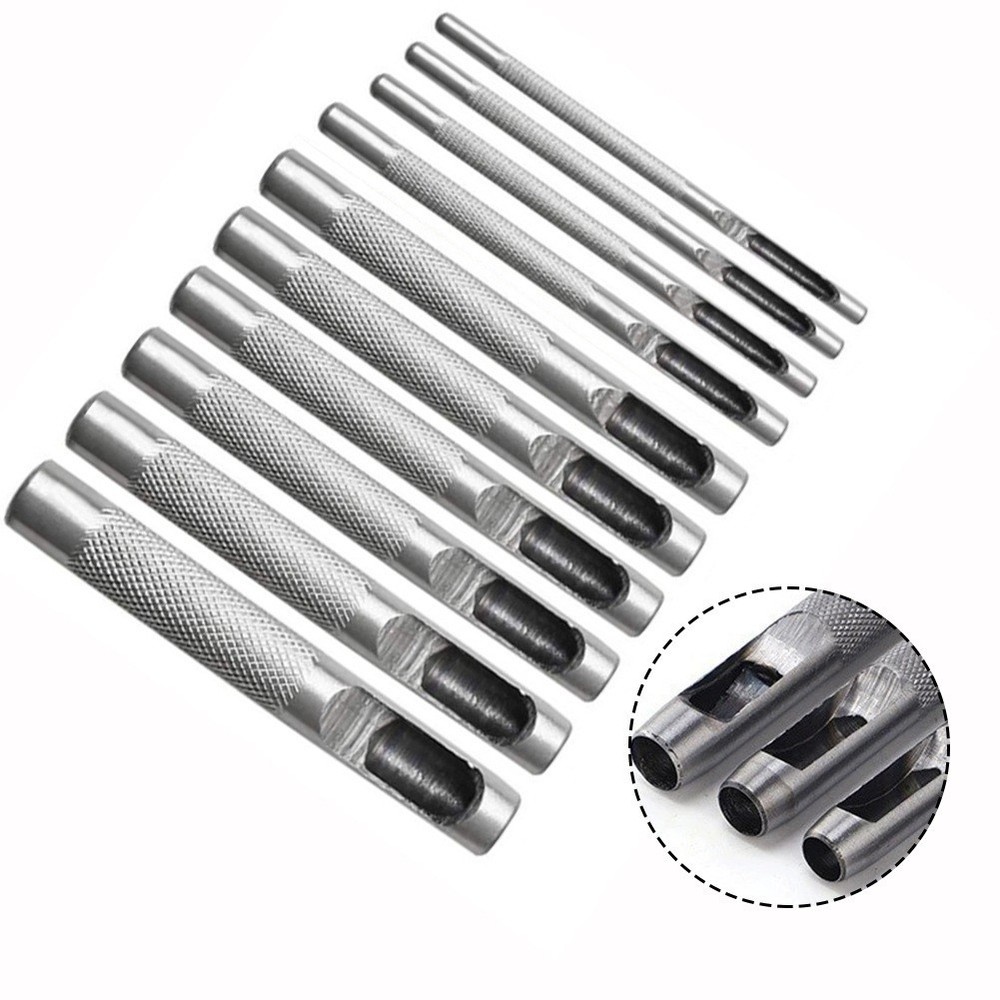 Premium Leather Punching Tools Set 10pcs for Precise Hole Drilling 110mm