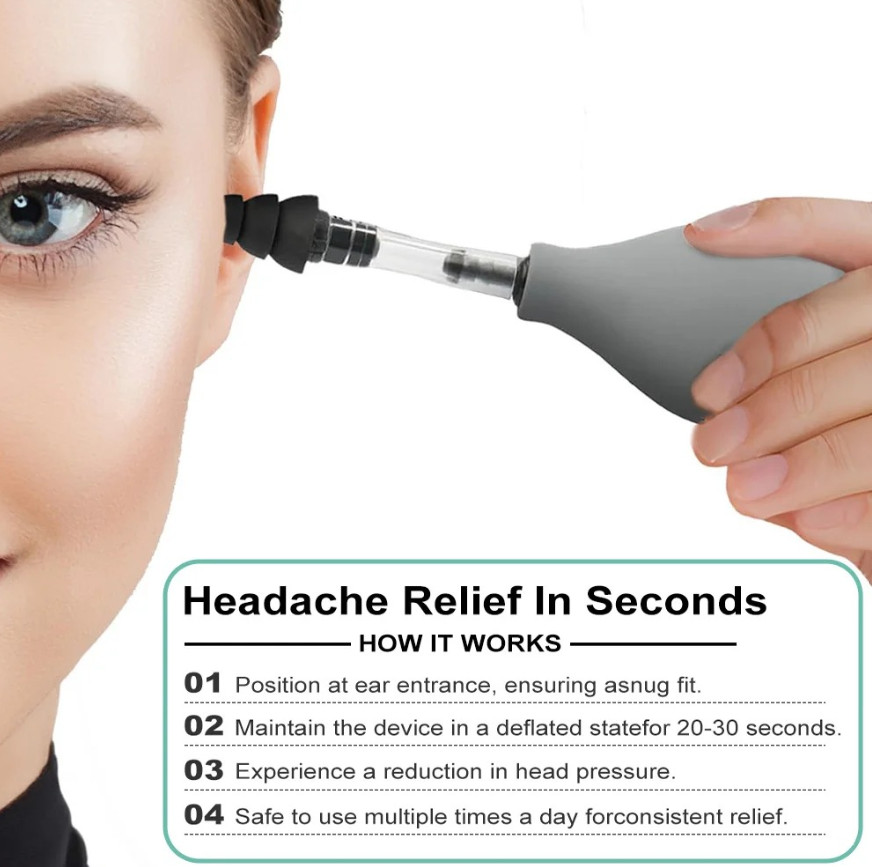 1set Portable Silver Ear Pressure Relief Tool with 3 Sizes Earplugs - NEW