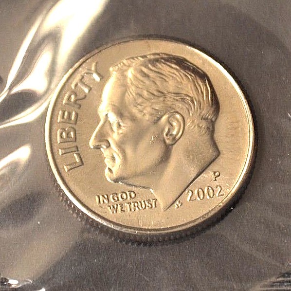 2002 P ROOSEVELT DIME Choice Unc  in Mint Cello