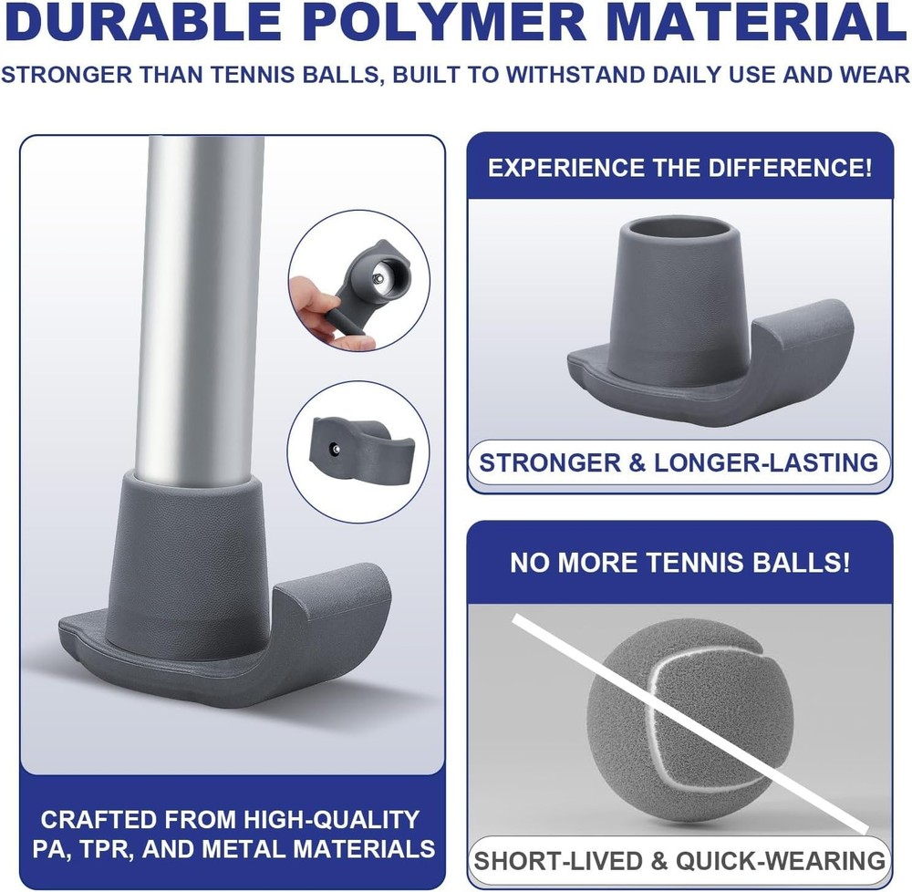 Durable 2 Pack Walker Ski Glides - Easy Installation for Seniors' Mobility Needs