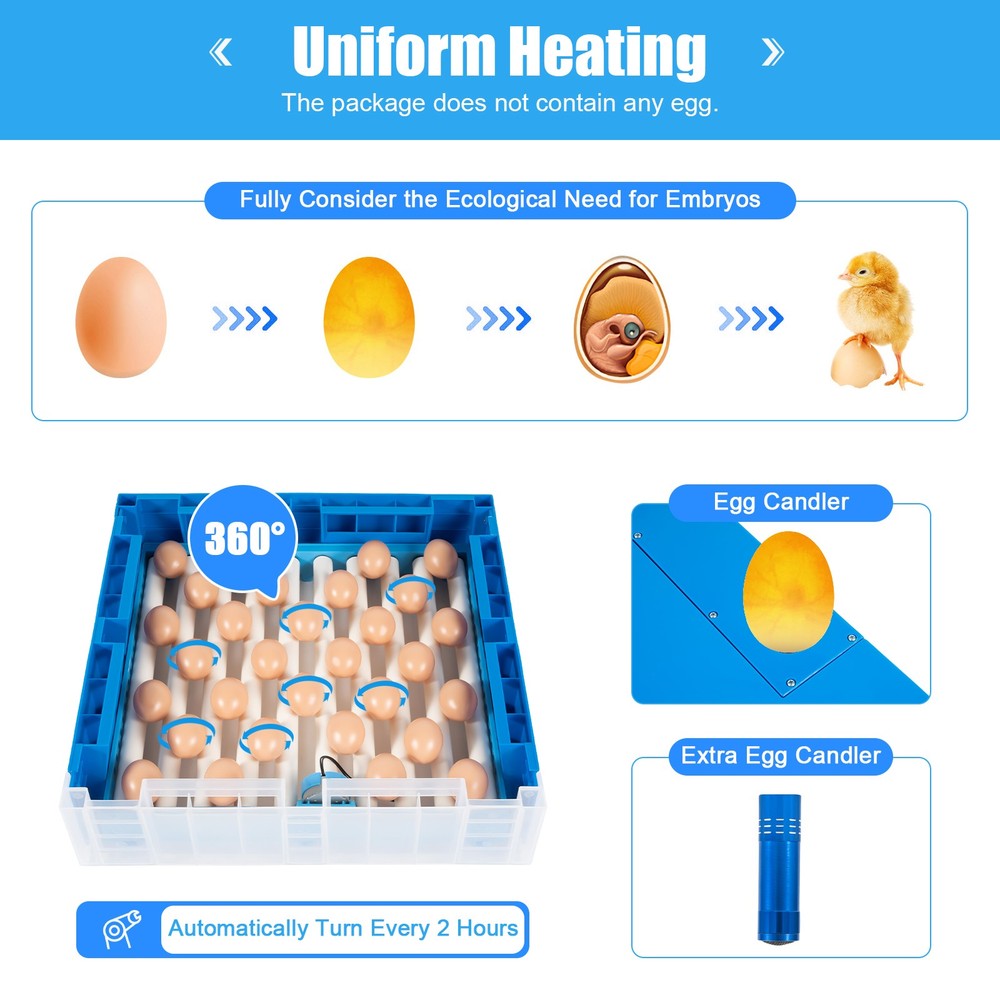 48 egg incubators with fully automatic function and dual power supply 110V