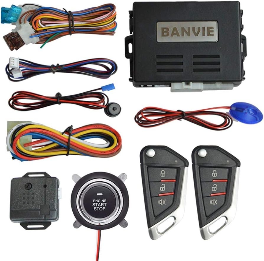 Car Keyless Entry Security Alarm System with Remote Engine Start and Push to....
