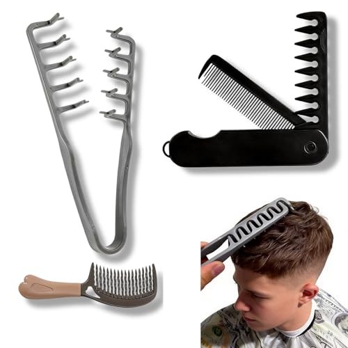 3PCS Texture Comb Set, Texture Fringed Comb and Texture Comb Men for Styling,