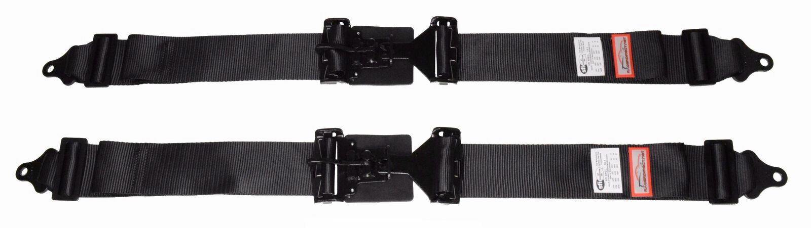 TWO POINT LAP BELTS SIGNATURE SERIES BLACK RACING LATCH & LINK BOLT / WRAP