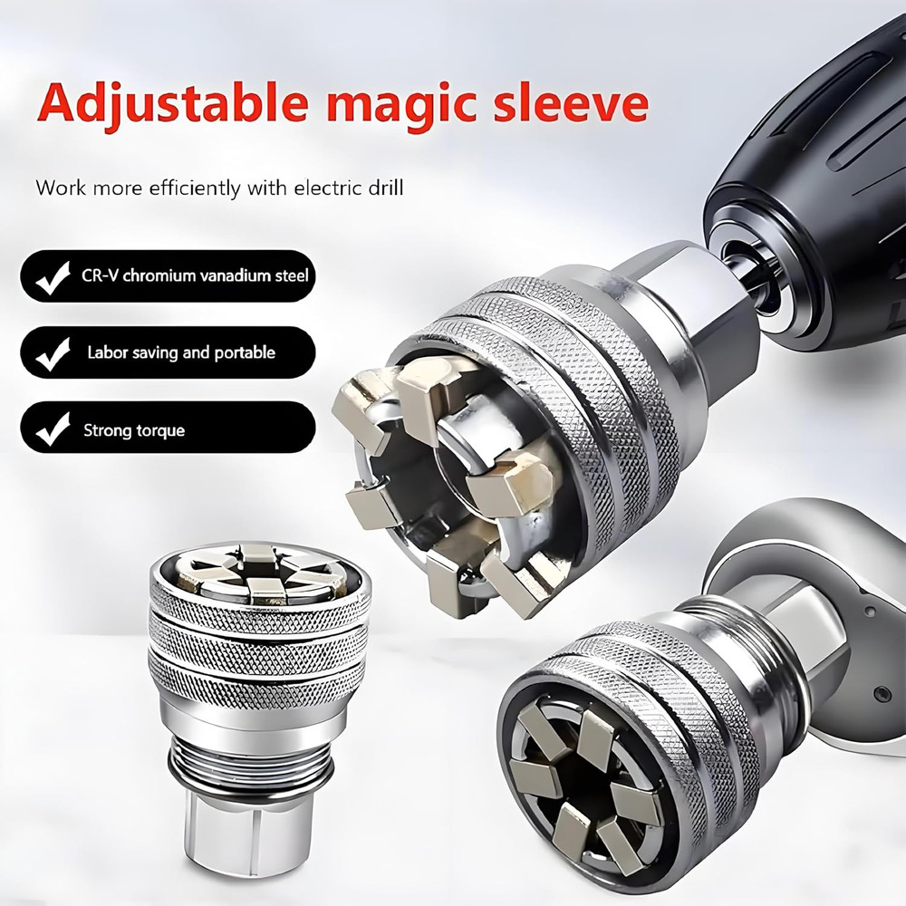 Upgraded Adjustable Universal Socket Wrench, Manual Socket Wrench, Multifunction