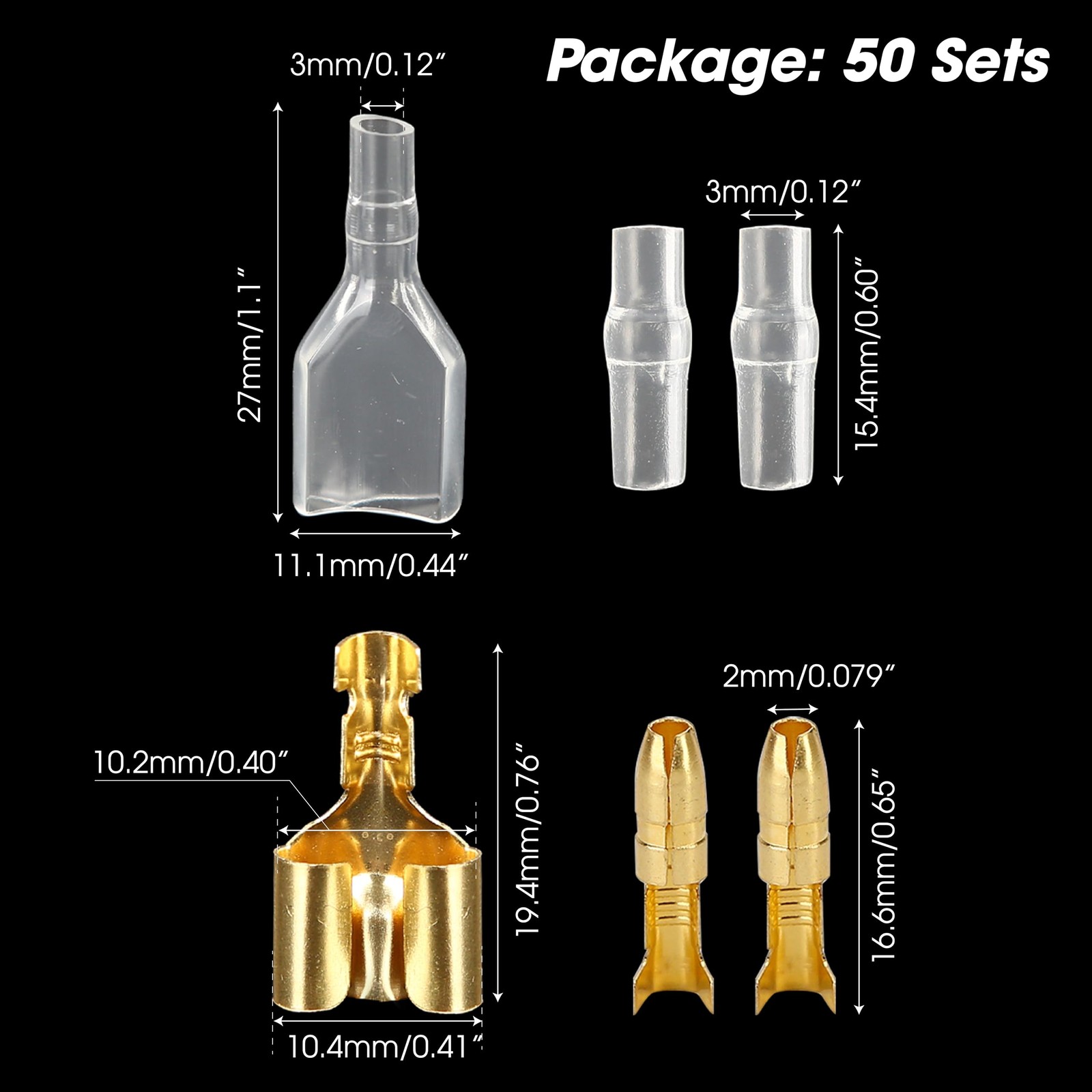 50 Sets Double Spade Connector 2 to 1 Motorcycle Wire Splice - for 4mm Bullet...