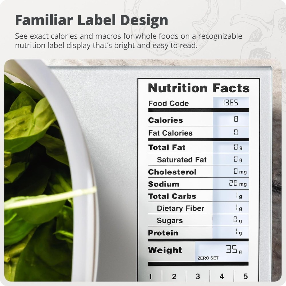 Backlit Display for Clear Nutrition Information