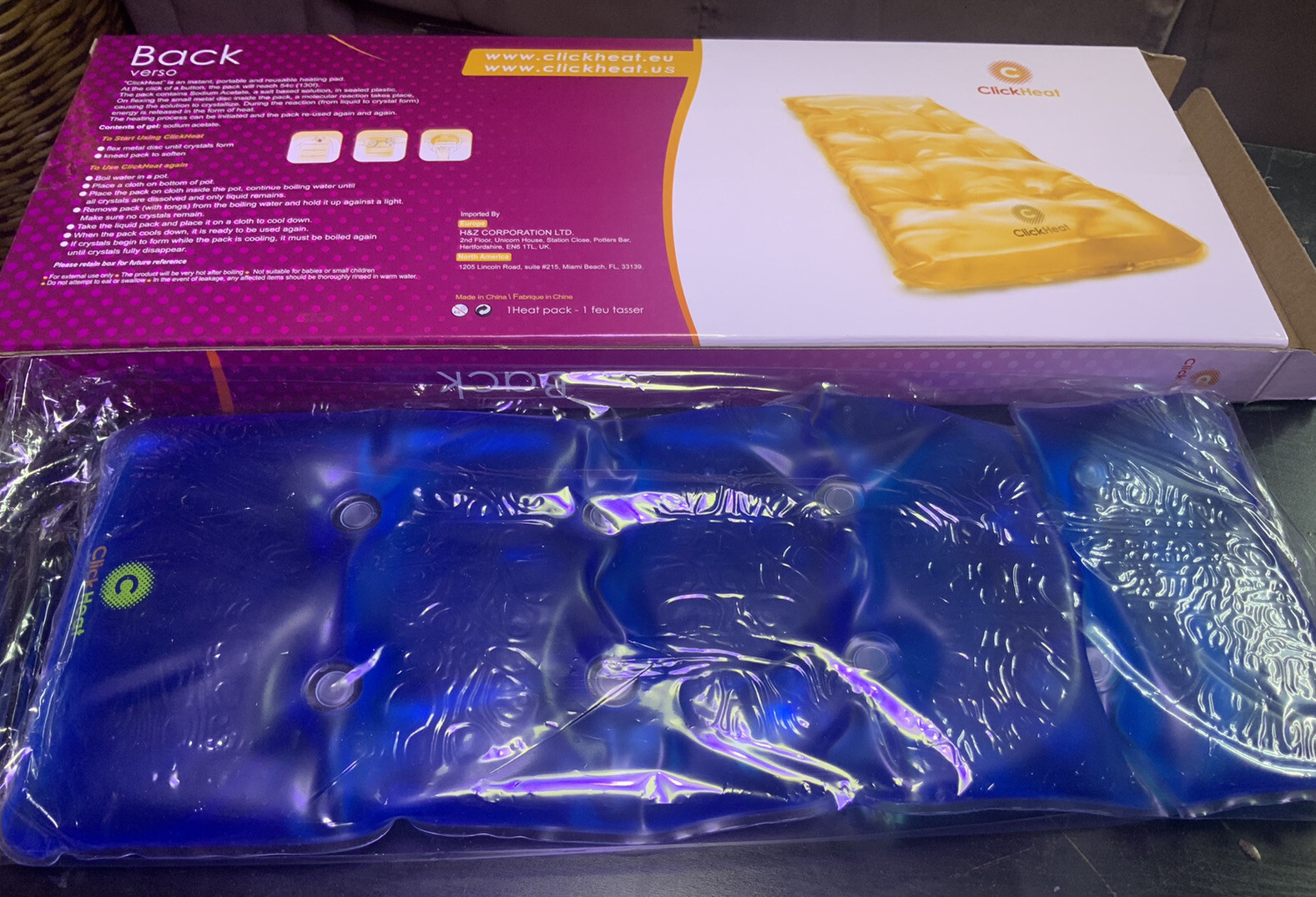 Click Heat Back Verso Pain Relief Reusable Heating Pad Clickheat