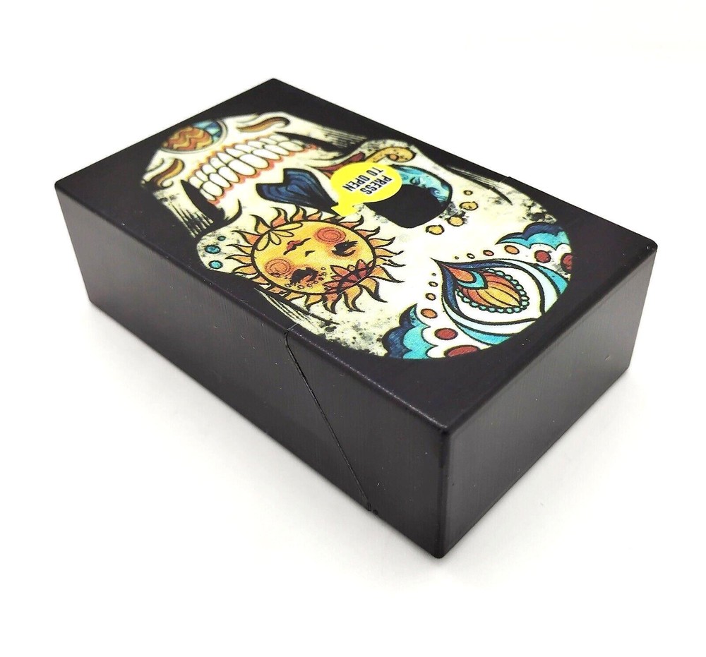 Smokezilla Mini Sugar Skull Multi-Use 3 Compartment Cigarette Lighter Case