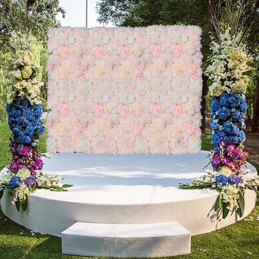 6x 60x40cm Silk Rose Artificial Flower Wall Panel Wedding Backdrop Decoration