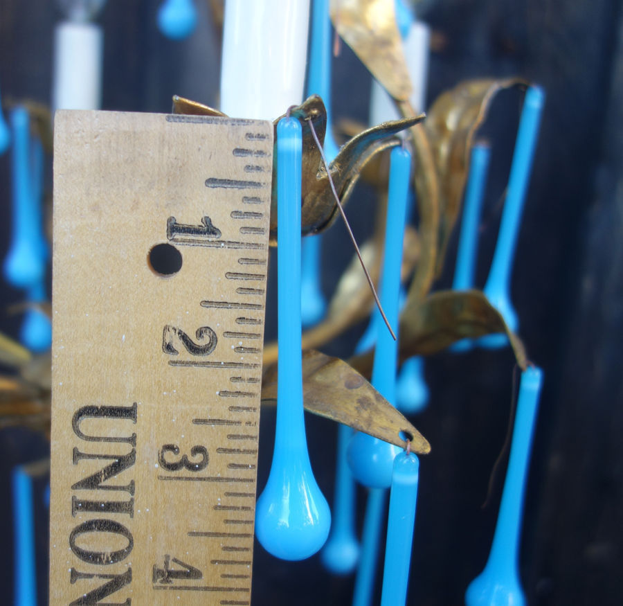 18 "Marble" Opaline Blue art glass lamp chandelier gilt sconce part 3.75" prism