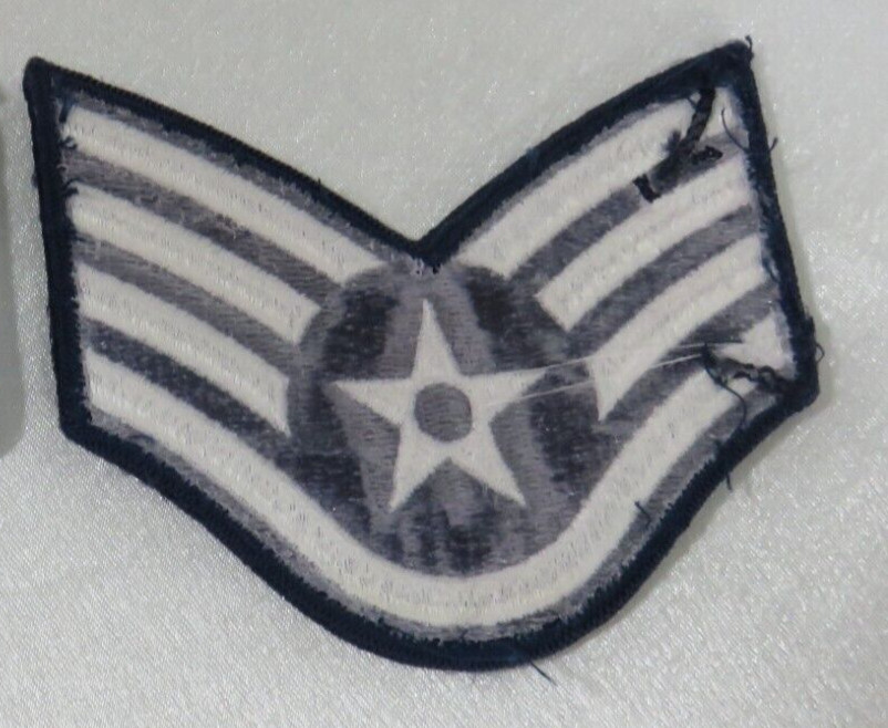 USA Air Force Staff Sergeant E - 5 Chevron Single Patch White on Blue
