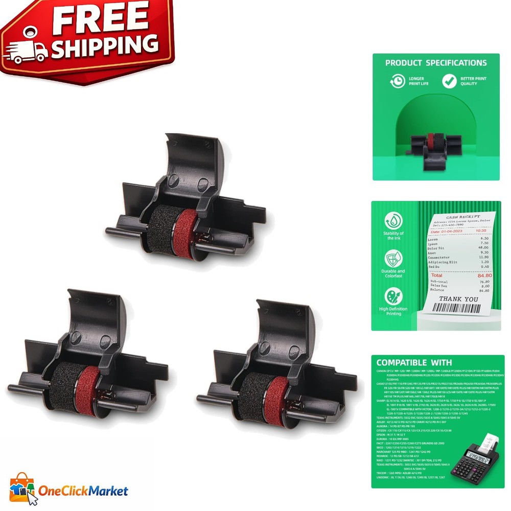Compatible 3-Pack Calculator Ink Ribbons for Sharp, Canon - Optimal Performance