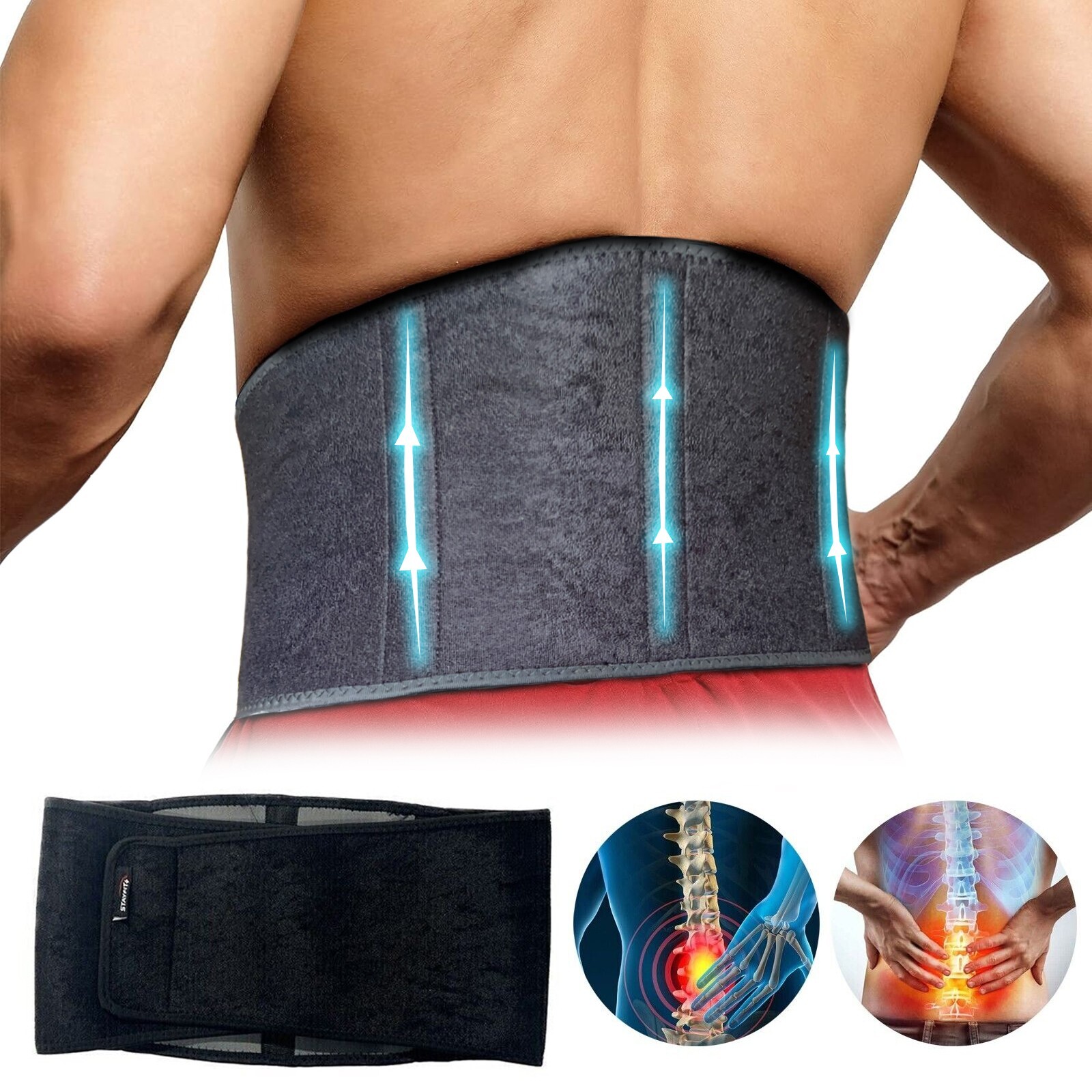 Lower Back Brace Adjustable Lumbar Work Support Belt for Pain Relief Men Women