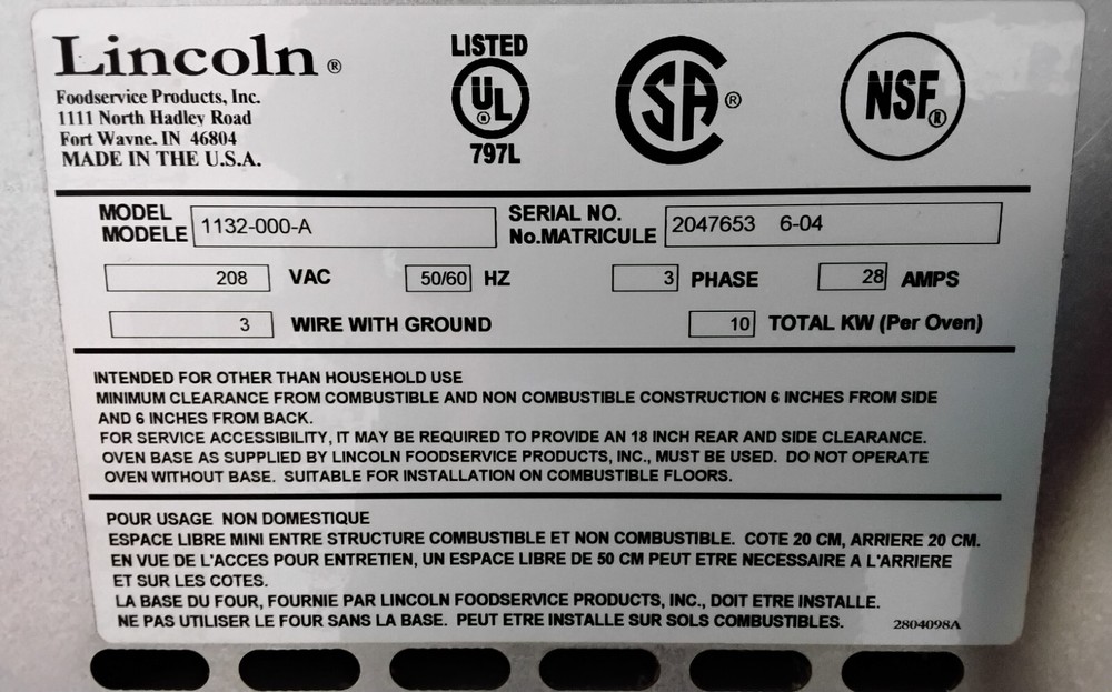 Lincoln Electric Double Stack Conveyor Pizza Oven on Stand