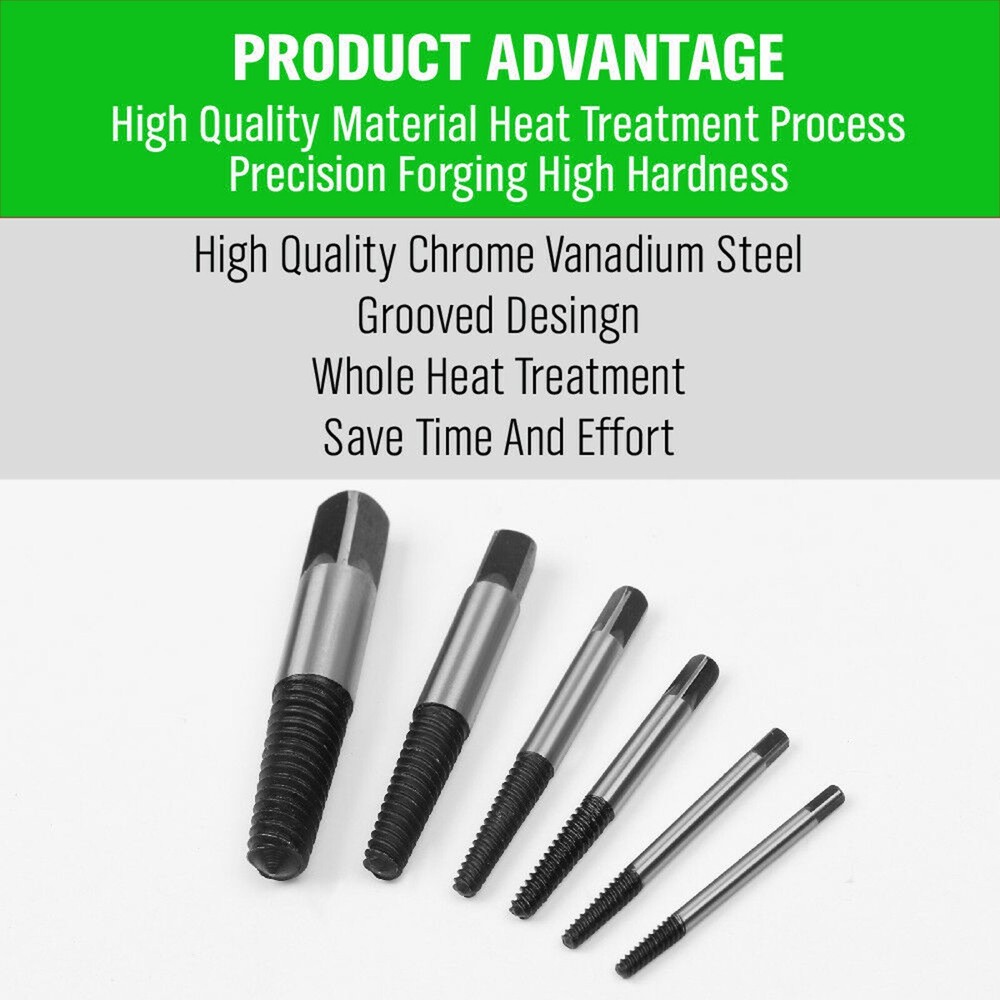 Damaged Screw Extractor Get Out Drill Bits 6 PCS Tool Set Broken Bolt Remover