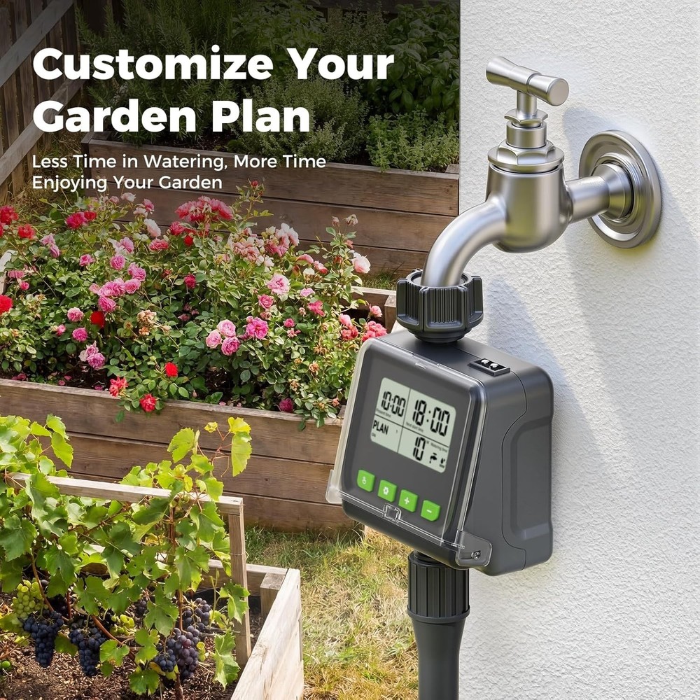 Sprinkler Timer for Garden Hose, Programmable Watering Timer with Rain Delay, Ou