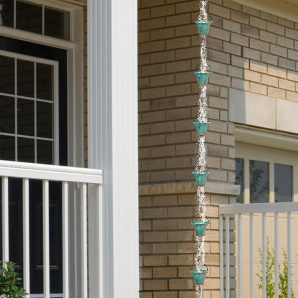 11Ft Rain Chains for Outside, 12 Cups Rain Catcher Chain Replacement Downspout