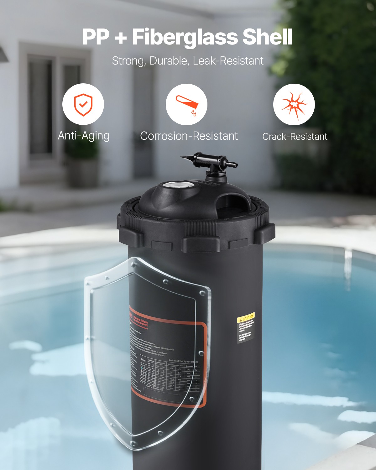 VEVOR 100 sq.ft² Pool Filter Valve 6142 GPH Swimming Pool Filtration System