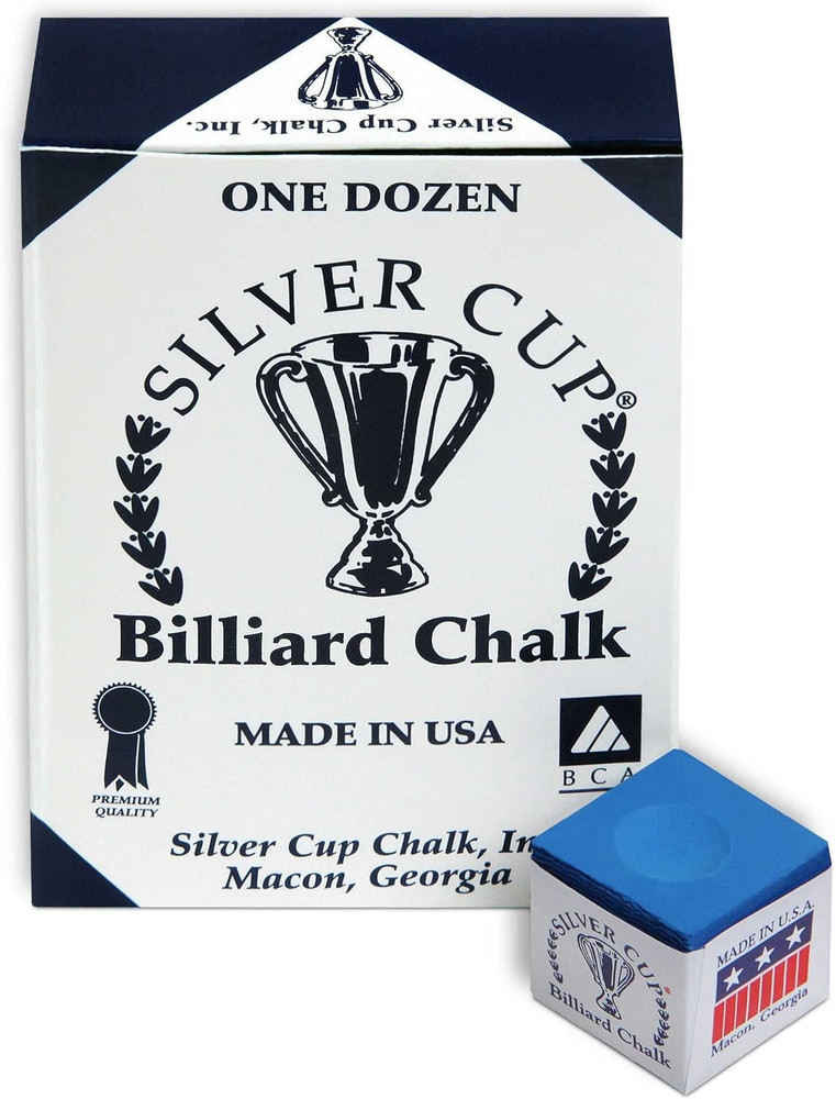Silver Cup Billiard Chalk - Electric Blue, 12 Pieces