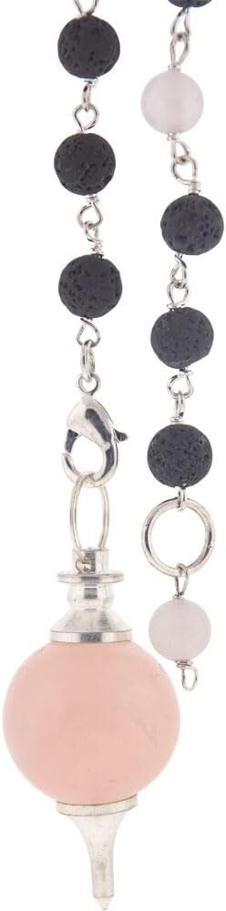 Pendulum Sephoroton w/Lava Beads - Rose Quartz