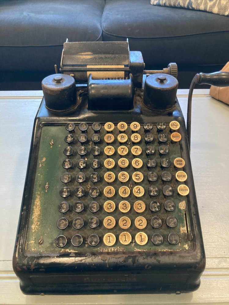 Antique Burroughs Hand Cramked Adding Machine