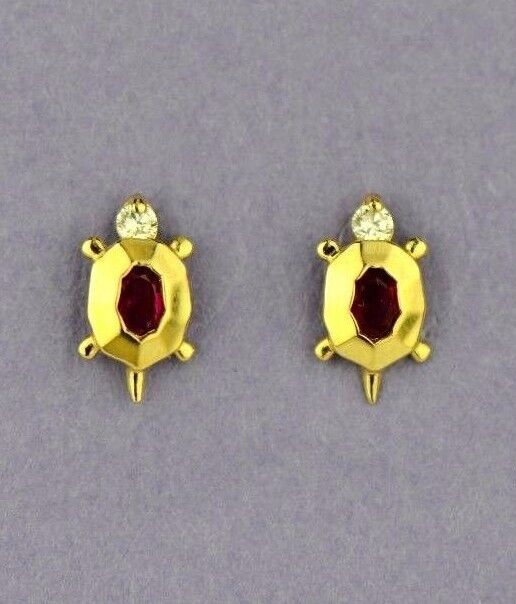 14k Yellow or White Gold Turtle CZ Stud Earring