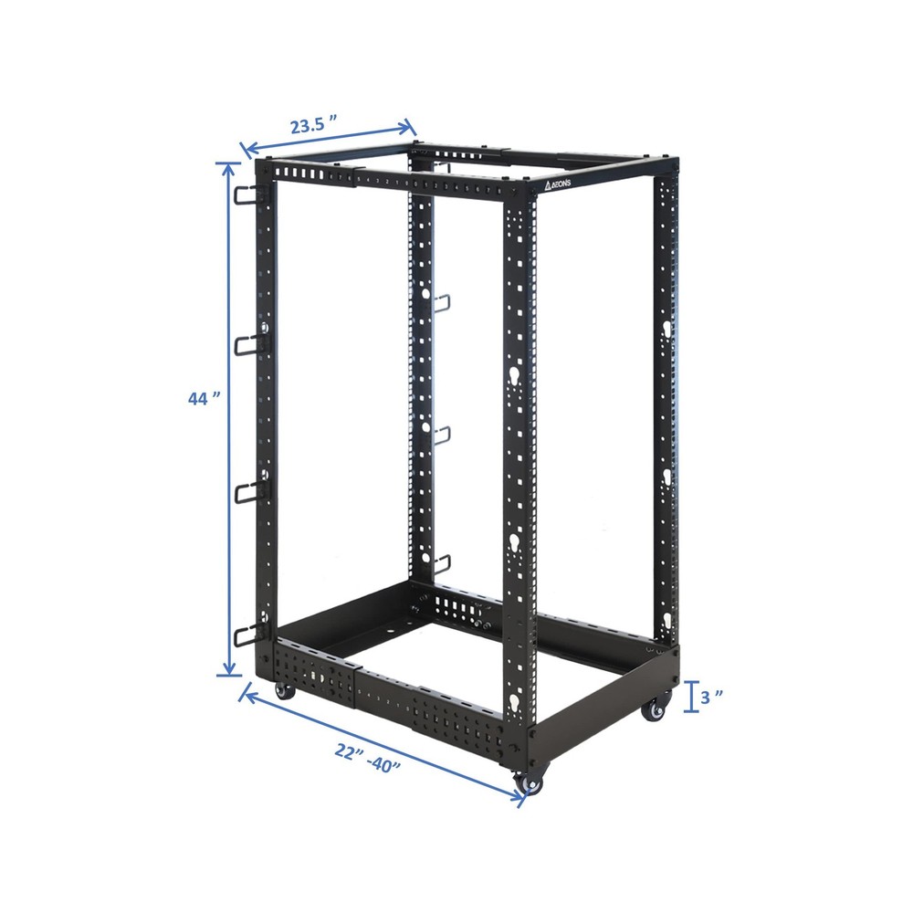 AEONS 22U 4-Post IT Open Frame Server Rack 19 Inch Depth-Adjustable (22" to 4...