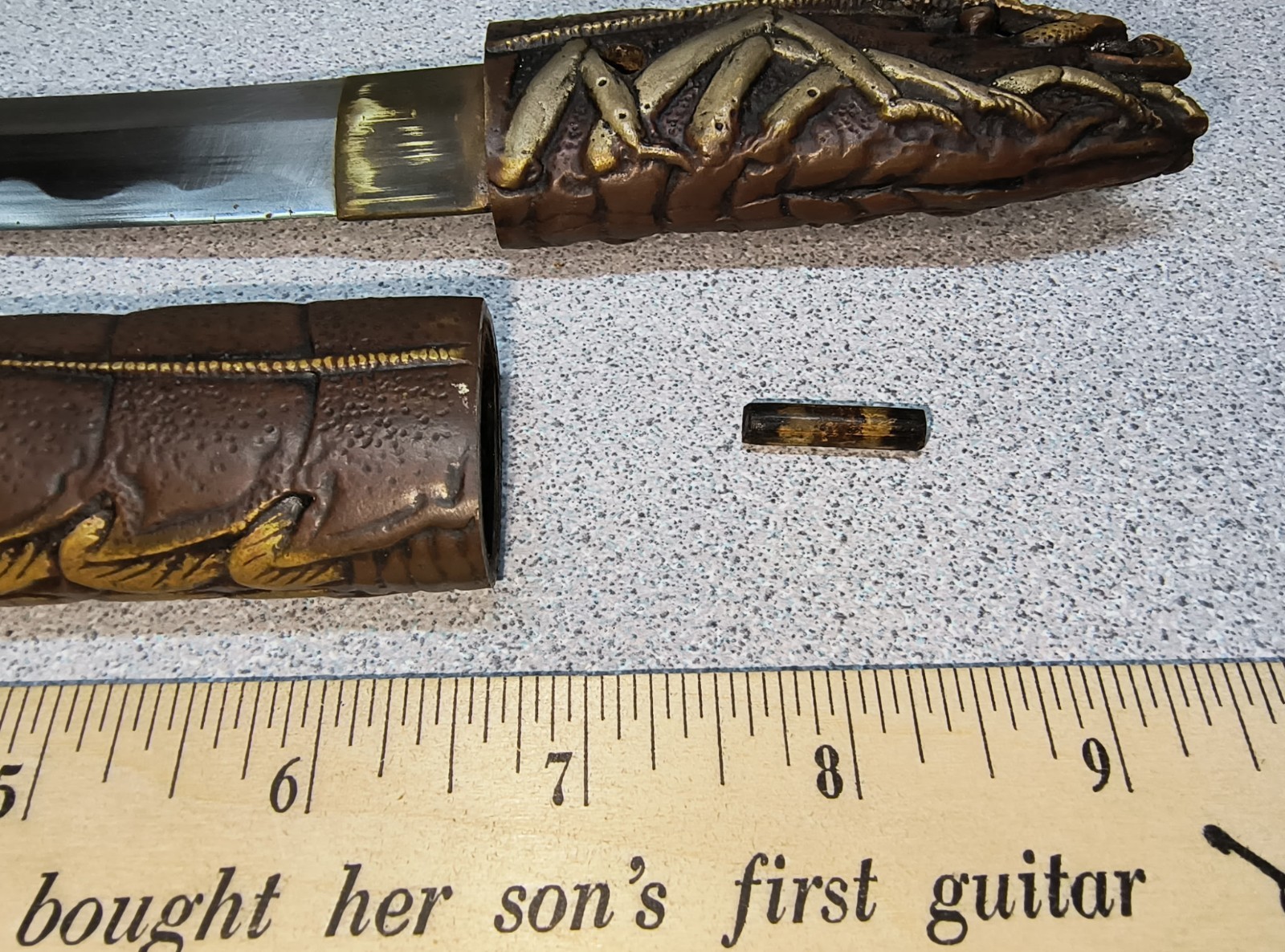 JAPANESE POST WWII SOUVENIR KNIFE & SHEATH UNIQUE TANTO SPINEY LOBSTER ENGRAVED