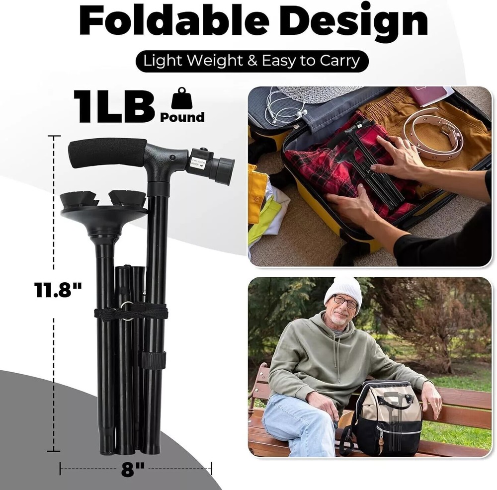 New Folding Walking Cane with LED Light Adjustable Walking Stick