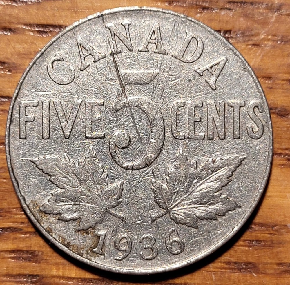 1936  Canada 5 Cent   Coin   N239