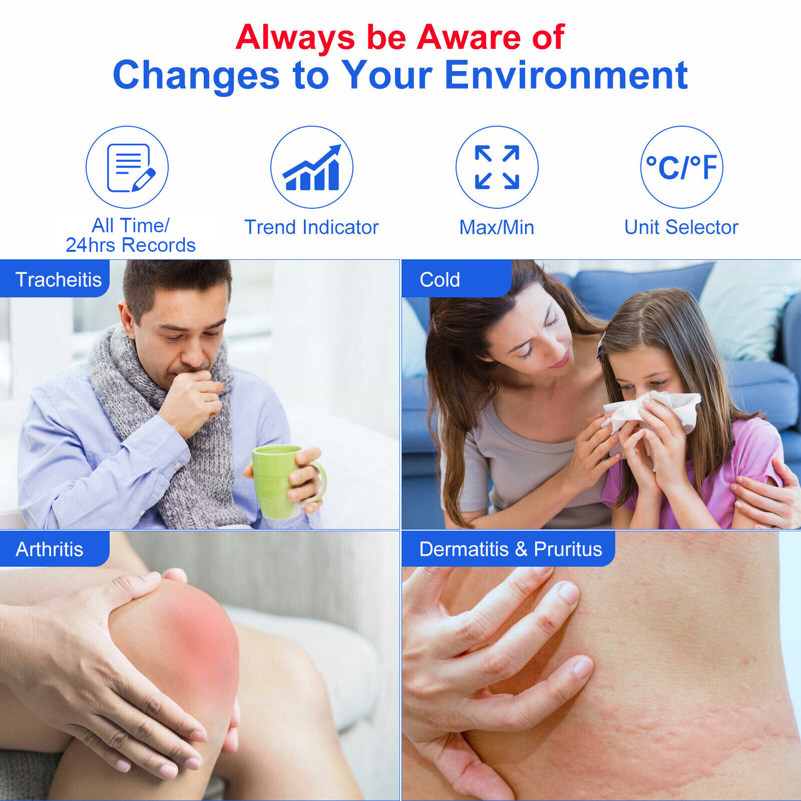 Thermometer Indoor & Outdoor Digital LCD Hygrometer Temperature Humidity Meter