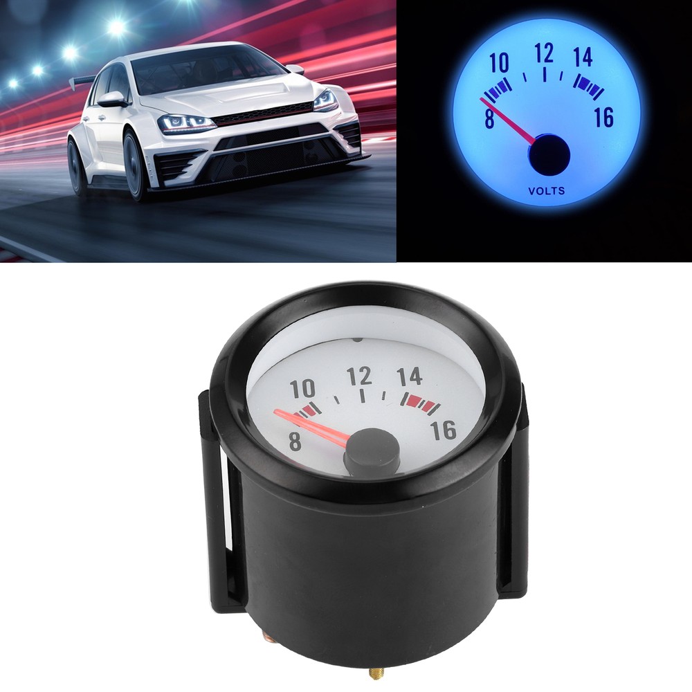 2in Pointer Voltage Gauge 8‑16V Measurement Range Blue LED Voltmeter Universal