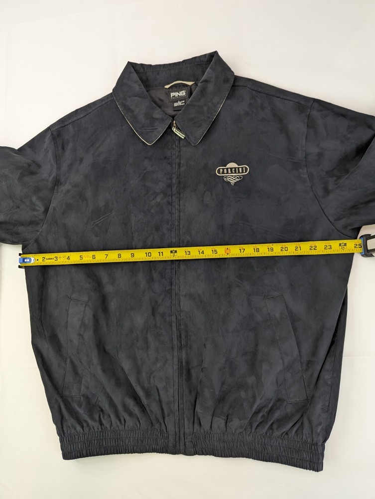 PING Collection Golf Jacket Men L Black Lightweight Bomber Full Zip Patch