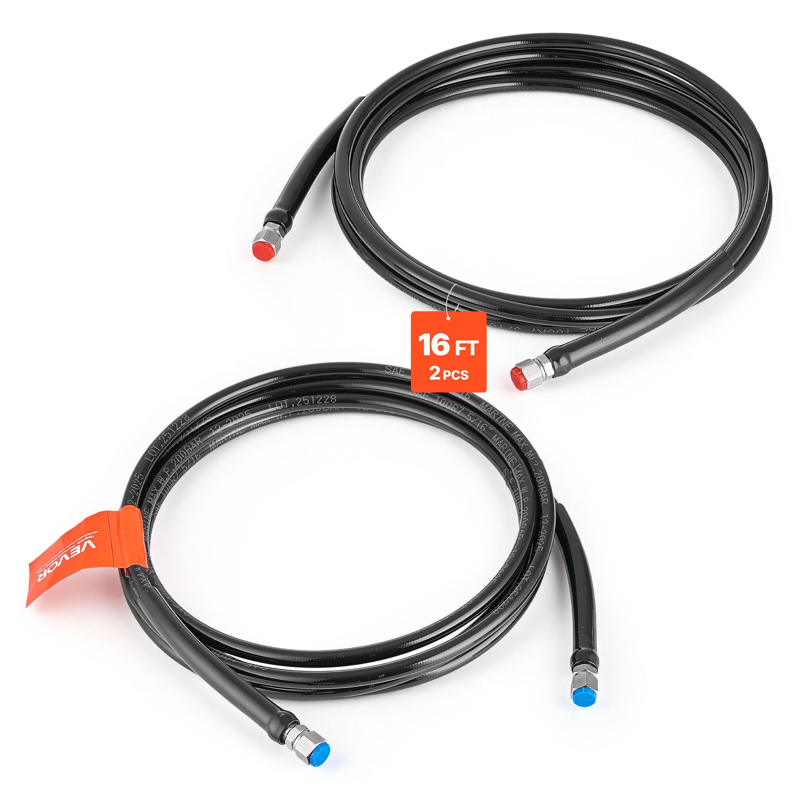 VEVOR Hydraulic Hose Kit 16ft Hydraulic Steering Hose for Outboard Steering Boat