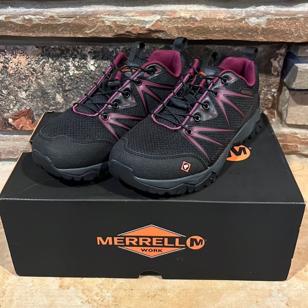 Merrell Work Fullbench Black and Purple Slip Resistant
