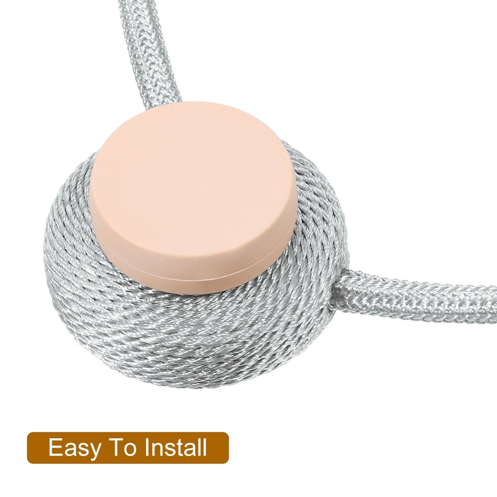 Curtain Tieback, 2 Pack Polyester Hand Woven Rope Magnetic Design Gray
